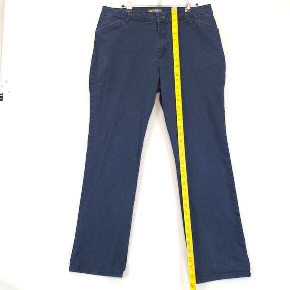 Lee Chino Pants Relax Fit Straight Leg Women 12 Mid Rise Blue Workwear Uniform - Picture 3 of 12